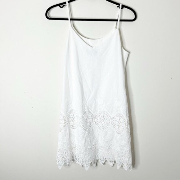 DRY LAKE Women’s Mini Dress White Sleeveless lace detail Cotton V-neck Small - Picture 3 of 10